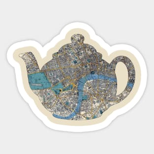 Brown Betty Teapot cut from 1860 London Street Map Sticker